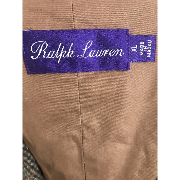Ralph Lauren Purple Label Vest Mens XL Brown Wool Tweed Windowpane Waistcoat - Picture 9 of 9